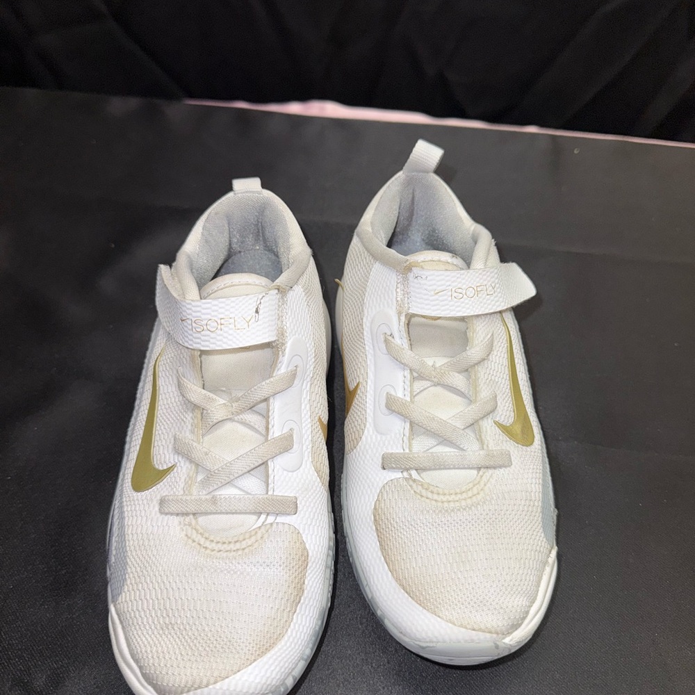 Nike Kids White and Gold Sneakers
